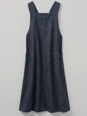 Toast Thea Organic Indigo Denim Pinafore Dress, Indigo, 18 UK/14 US